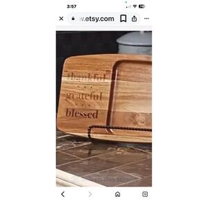 Pampered Chef Small Wood Cheese Board Thankful Grateful Blessed Acacia 100033